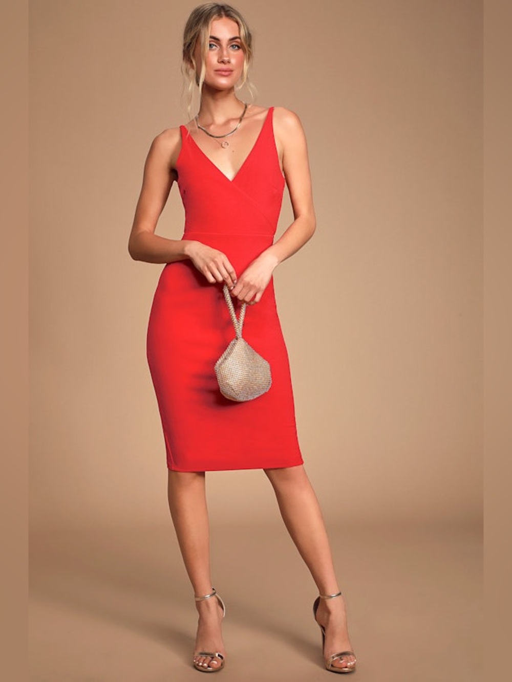 Lulus Alia Red Backless Bodycon Midi Dress